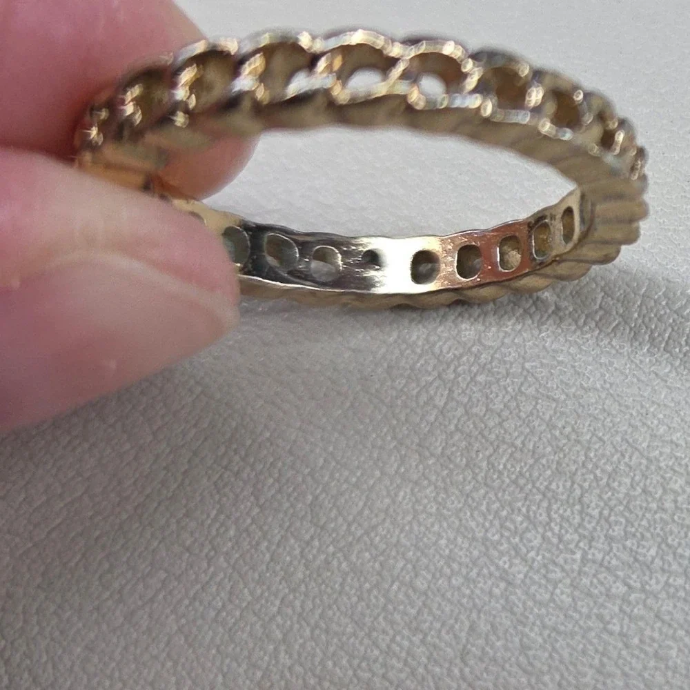 Gold Tone Curb Chain Link Band Ring Size 8 Minimalist Stacking‎ Jewelry